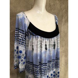 2X Plus Top Blouse Multicolor 3/4 Sleeve Stretch Mosaic #396